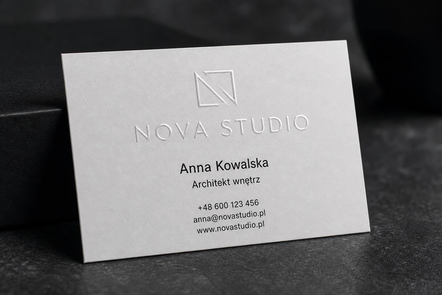 Premium wizytówka z lakierem UV i złotym logo